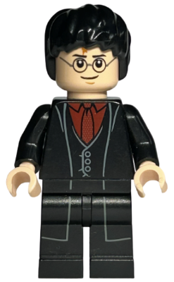 Harry Potter - Manteau long et gilet noirs, chemise rouge foncé et cravate | hp133