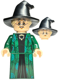 Professor Minerva McGonagall - Dark Green Robe over Black Dress, Hat with Hair | hp274