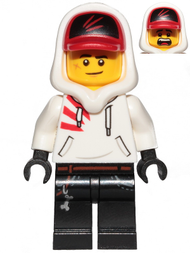 Jack Davids - White Hoodie with Cap and Hood (Lopsided Smile / Scared) | hs009