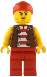 Bo'sun Will - Pirate, Reddish Brown Vest over Red and White Striped Shirt, Red Legs | idea237