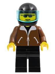 Jacket Brown - Black Legs, Black Helmet, Trans-Light Blue Visor | jbr002