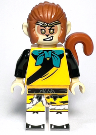 Monkey King - Bright Light Orange Robe, Black Animal Stripes, Dark Turquoise Bandana | mk132