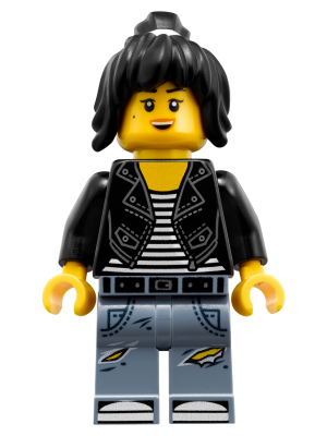 Nya - Leather Jacket and Jeans High School Outfit | njo0355