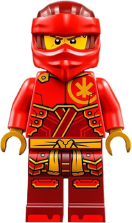 Kai - Dragons Rising, Tunic with Large Armor Plates, Dark Red and Red Head Wrap | njo0858