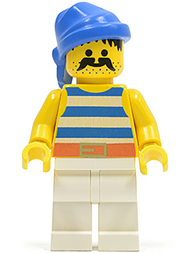 Pirate Blue / White Stripes Shirt, White Legs, Blue Bandana | pi019
