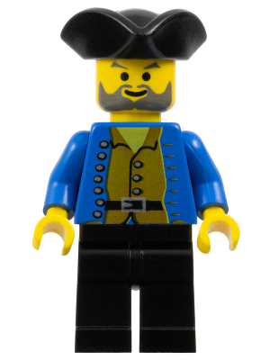 Chemise marron de pirate, pantalon noir, chapeau triangulaire noir de pirate | pi033