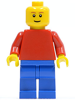 Plain Red Torso with Red Arms, Blue Legs, Brown Eyebrows, Thin Grin | pln169