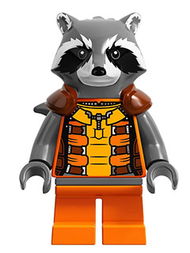 Rocket Raccoon - Orange and Reddish Brown Outfit, Dark Bluish Gray Head | sh0122