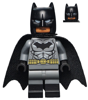 Batman - Costume gris bleu foncé, ceinture dorée, gants noirs, cape spongieuse, bottes noires | sh0204