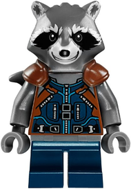 Rocket Raccoon - Dark Blue and Reddish Brown Outfit, Dark Bluish Gray Head | sh0384