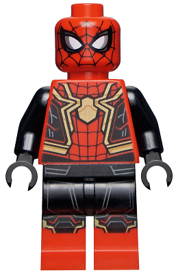 Spider-Man - Black and Red Suit, Large Gold Spider, Gold Knee Trim (Integrated Suit) | sh0778