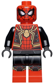 Spider-Man - Black and Red Suit, Large Gold Spider, Gold Knee Trim (Integrated Suit) | sh0778