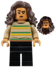 MJ (Michelle Jones) - Dark Tan Striped Sweater, Dark Brown Wavy Hair | sh0894
