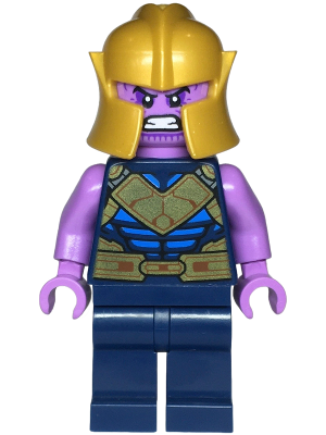 Thanos - Minifigure, Dark Blue and Gold Outfit, Medium Lavender Arms, Helmet | sh0906