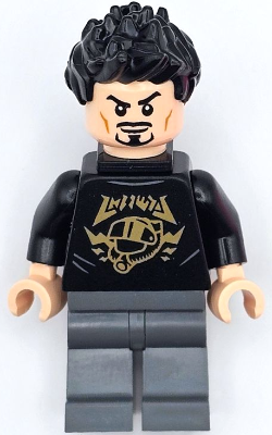 Tony Stark - Black Shirt with Gold Helmet, Pin Holder on Back | sh0928