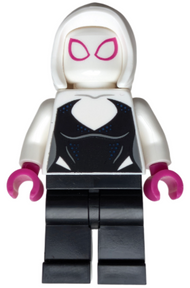 Ghost-Spider / Spider-Gwen (Gwen Stacy) - Black Legs, White Basic Smooth Hood, Magenta Hands | sh1030