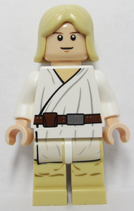 Luke Skywalker - Light Nougat, Long Hair, White Tunic, Tan Legs, White Glints | sw0273