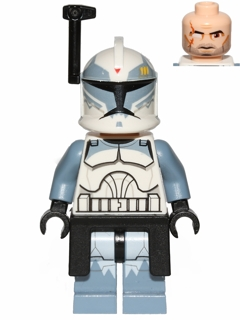 Commandant clone Wolffe, 104e bataillon « Wolfpack » (Phase 1) - Télémètre et kama noirs, marquages ​​bleu sable, grands yeux | sw0330