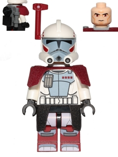 Clone ARC Trooper Hammer, Rancor Battalion (Phase 2) - Dark Red Cloth Pauldron, Black Cloth Kama, Large Eyes | sw0377