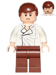 Han Solo - White Shirt with Wrinkles on Front, Reddish Brown Legs, Dual Sided Head | sw0403