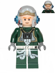 Rebel Pilot A-wing (Open Helmet, Dark Green Jumpsuit, Frown / Scared) (Arvel Crynyd) | sw0437