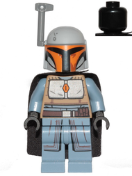 Mandalorian Tribe Warrior - Female, Black Cape, Light Bluish Gray Helmet with Antenna / Rangefinder | sw1077