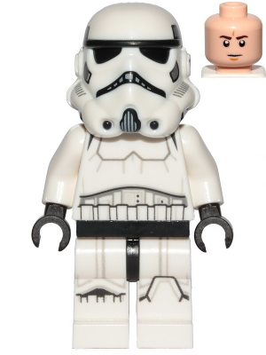 Imperial Stormtrooper - Male, Dual Molded Helmet with Light Bluish Gray Panels on Back, Light Nougat Head, Frown | sw1137