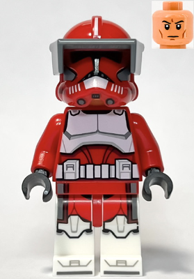 Clone Trooper Commander Fox, Coruscant Guard (Phase 2) - Dark Bluish Gray Visor, Printed Legs | sw1304