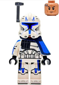 Clone Trooper Captain Rex, 501st Legion (Phase 2) - Blue Cloth Pauldron, Rangefinder, Printed White Arms | sw1315