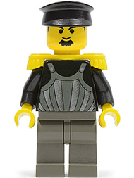 Time Twisters - Dark Gray Armor with Silver Stripes and Rivets, Yellow Epaulettes (Professor Millennium / Commodore Schmidt) | tim002