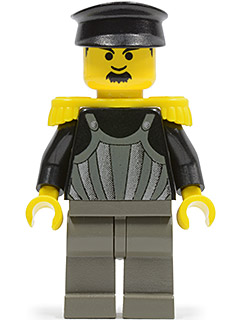 Time Twisters - Dark Gray Armor with Silver Stripes and Rivets, Yellow Epaulettes (Professor Millennium / Commodore Schmidt) | tim002